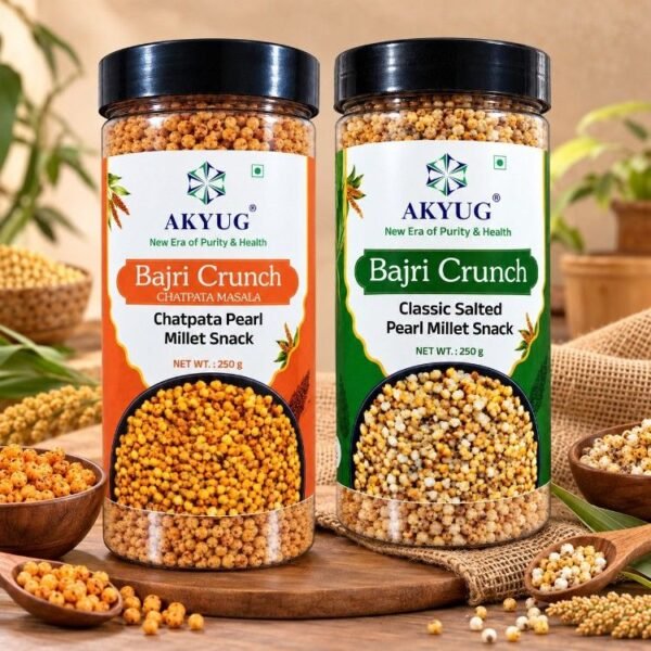 Bajri Crunch Salted & Bajri Crunch Chatpata | Millet Snacks 250 g x Pack of 2